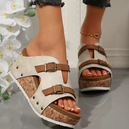 Sandales Compensées à Boucle – Mode Été Femme