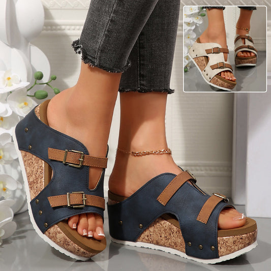 Sandales Compensées à Boucle – Mode Été Femme